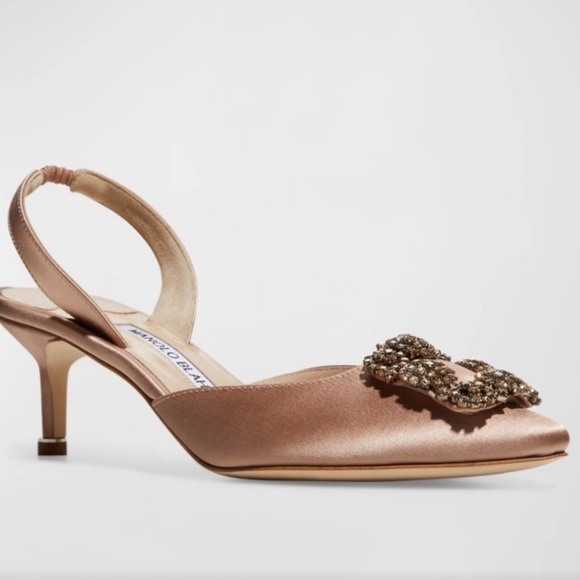 Manolo Blahnik Hangisli Champagne Pink 37.5 $1350 new - Picture 5 of 6
